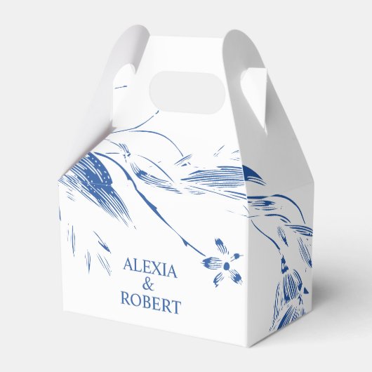 Ballotins Élégant mariage fleuri bleu et blanc (Verso)