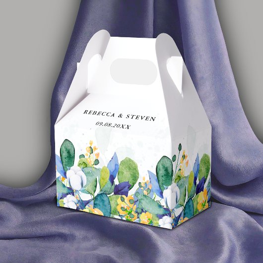 Ballotins Élégant mariage fleuri jaune blanc