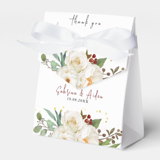 Ballotins Élégant Mariage floral de rose blanche naturelle (Verso)