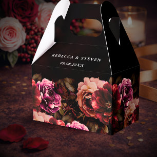 Ballotins Élégant Mariage Floral Noir Rouge Humeur