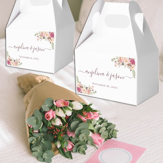 Ballotins Élégant Mariage floral rose pâle