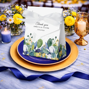 Ballotins Élégant mariage jaune floral bleu blanc