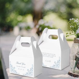 Ballotins Élégant Mariage Merci blanc et bleu chic