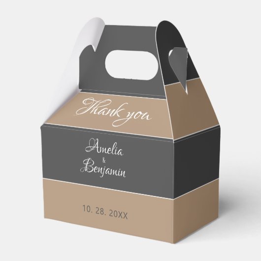 Ballotins Élégant Mariage Merci simple gris beige Script (Verso)