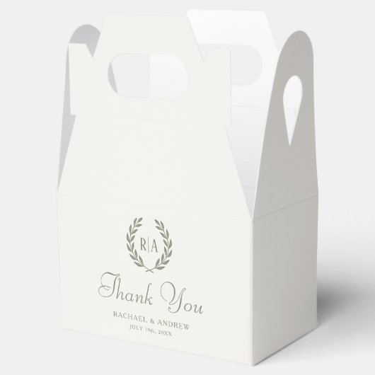 Ballotins Élégant Mariage Monogram Sage Merci vert (Ouvert)