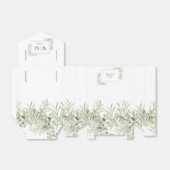 Ballotins Élégant Mariage Monogramme Feuillage Vert (Déplié)