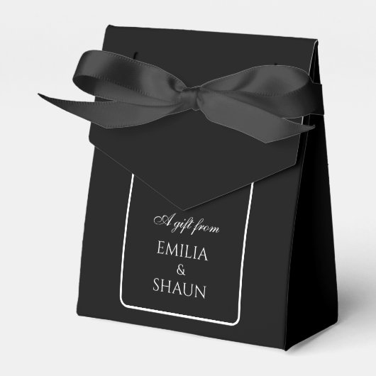 Ballotins Elégant mariage noir Favor Boxes avec Bow (Verso)