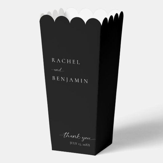 Ballotins Élégant Mariage noir minimaliste Merci de script (Recto)