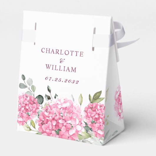 Ballotins Élégant Mariage rose pâle Hydrangée Eucalyptus (Arrière)