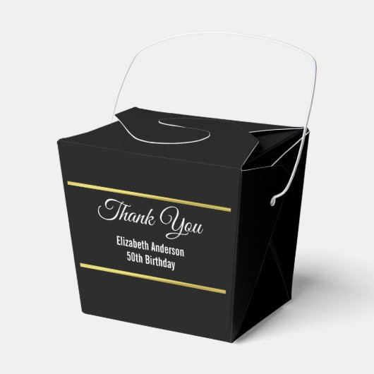 Ballotins Elégant Merci d'anniversaire noir et or Faux (Verso)