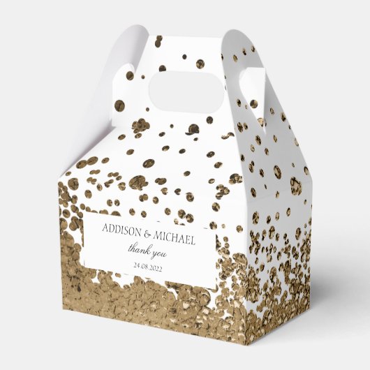 Ballotins Élégant Moderne Mariage Blanc-Or Tache (Arrière)