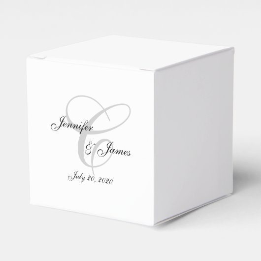 Ballotins Élégant Monogramme C | Boîtes De Faveur De Mariage (Verso)