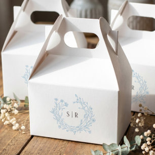 Ballotins Élégant Monogramme Floral Bleu Clair Invité de Mar