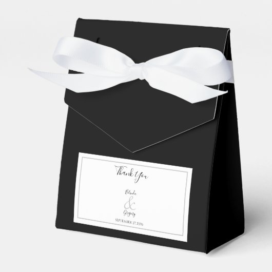 Ballotins Élégant Monogramme Mariage noir et blanc (Verso)