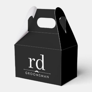 Ballotins Élégant Monogramme noir et blanc Groomsmen Cadeau