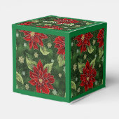 Ballotins Élégant Noël Poinsettia Green Cube Ballotin (Arrière)