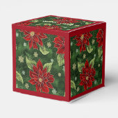 Ballotins Élégant Noël Poinsettia Rouge Cube Ballotin (Arrière)