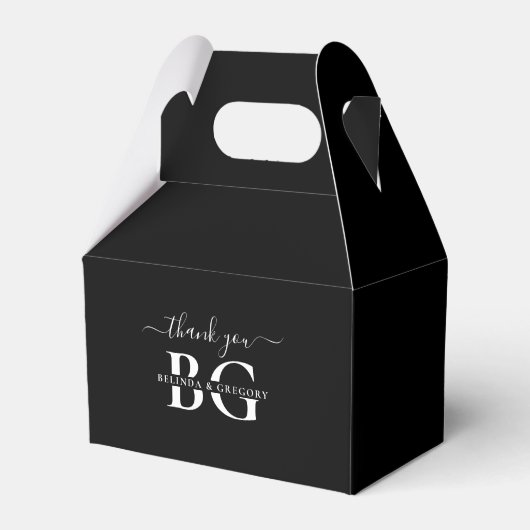 Ballotins Élégant Noir et Blanc Monogramme Initiales Mariage (Verso)