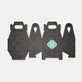 Ballotins Élégant noir et gris foncé Damas avec Monogramme (Déplié)