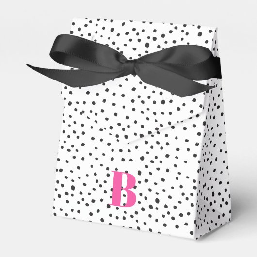 Ballotins Élégant noir et rose Polka Dot rose Monogramme (Verso)
