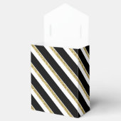 Ballotins élégant noir or blanc rayures boîte de fête (Ouvert)