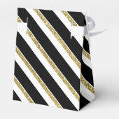 Ballotins élégant noir or blanc rayures boîte de fête (Arrière)