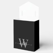 Ballotins Élégant Nom Monogramme Script Pailleté Noir Argent (Ouvert)