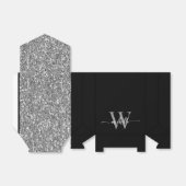 Ballotins Élégant Nom Monogramme Script Pailleté Noir Argent (Déplié)
