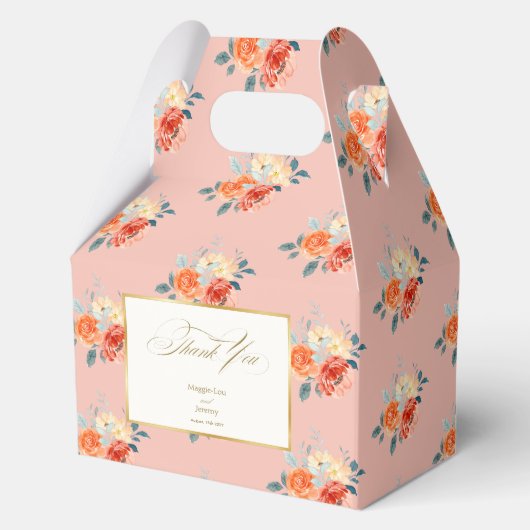 Ballotins Élégant or Blush Mariage Floral Merci (Recto)