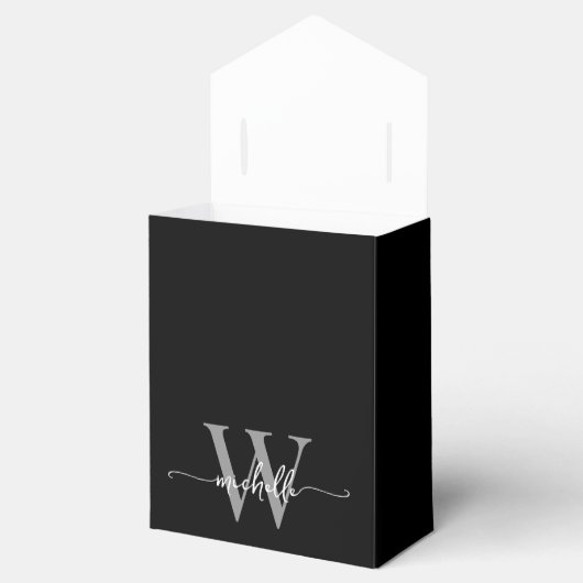 Ballotins Élégant Parties scintillant d'argent noir Monogram (Ouvert)