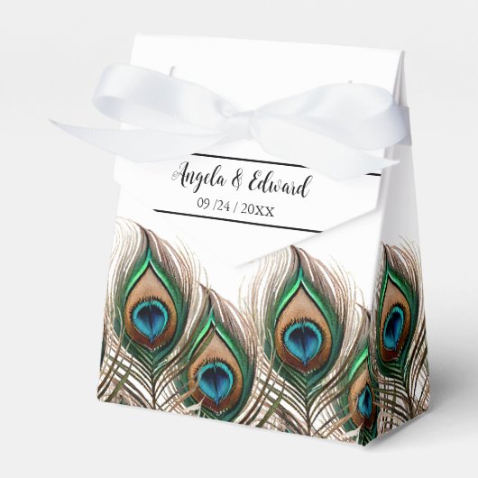 Ballotins Elégant Peacock Feather Wedding Favor Box (Verso)