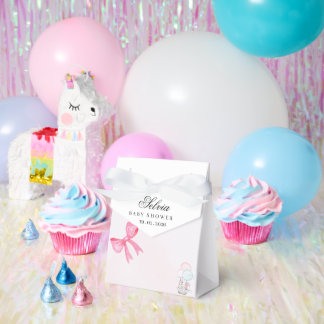 Ballotins Elegant Pink & Blue Baby Shower Favor Box with Bow