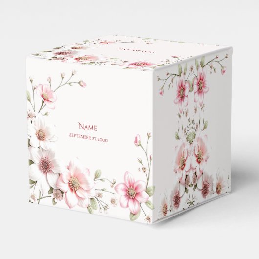 Ballotins Elegant Pink White Floral Favor Box (Verso)