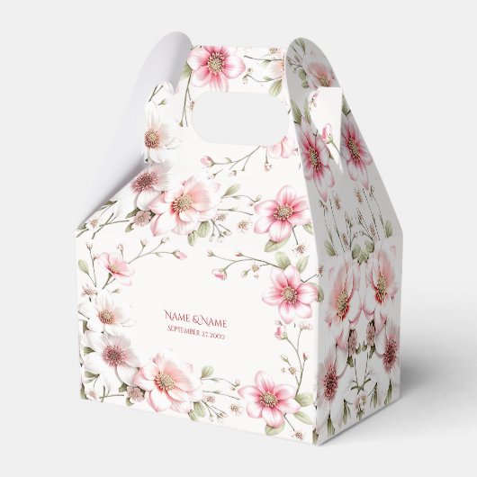 Ballotins Elegant Pink White Floral Favor Box (Verso)
