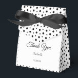 Ballotins Élégant Pois noir à la fête blanche<br><div class="desc">Pois noirs chic sur la partie blanche Favor Box.</div>