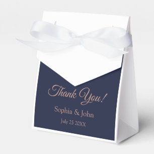 Ballotins Elégant Rose Gold Marine Blue Wedding Favor Box