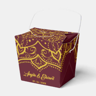 Ballotins Elégant Rouge Et Or Mandala Wedding Favor Box