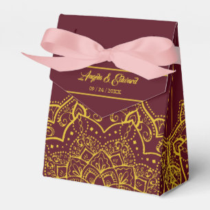 Ballotins Elégant Rouge Et Or Mandala Wedding Favor Box