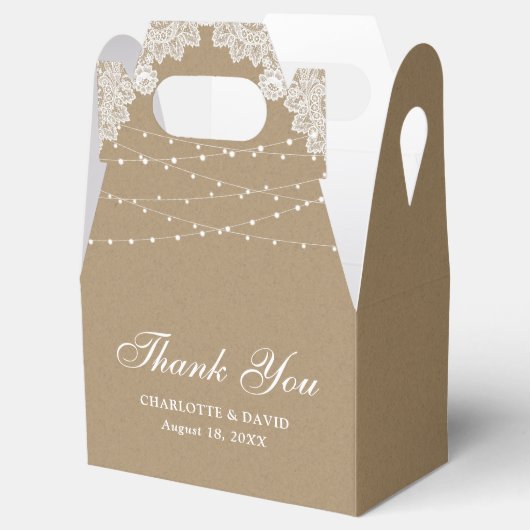 Ballotins Élégant Rustic String Lumières Mariage papier Kraf (Ouvert)