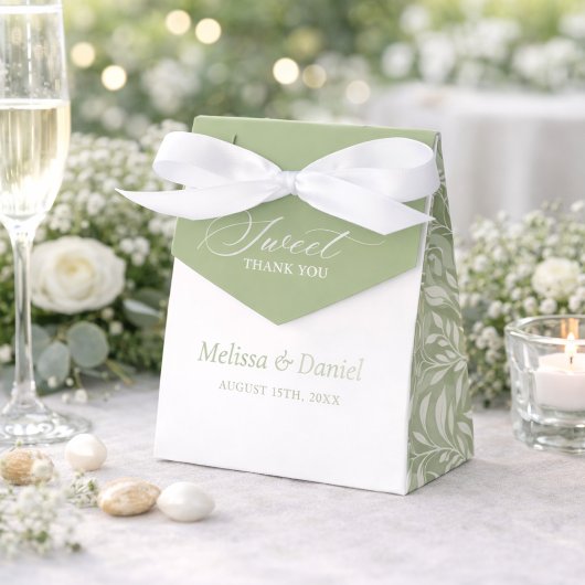 Ballotins Elegant Sage Green Botanical Wedding  Favor Boxes