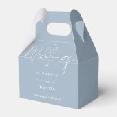 Ballotins Élégant script moderne Mariage bleu poussiéreux (Arrière)