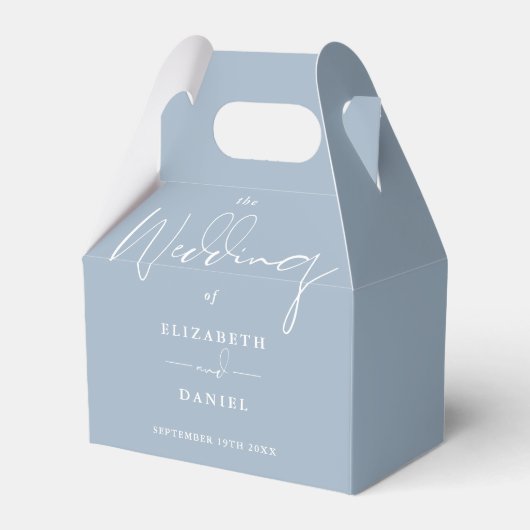 Ballotins Élégant script moderne Mariage bleu poussiéreux (Verso)