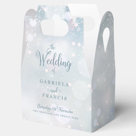 Ballotins Élégant Script Snowflakes Hiver Mariage Ballotin (Ouvert)