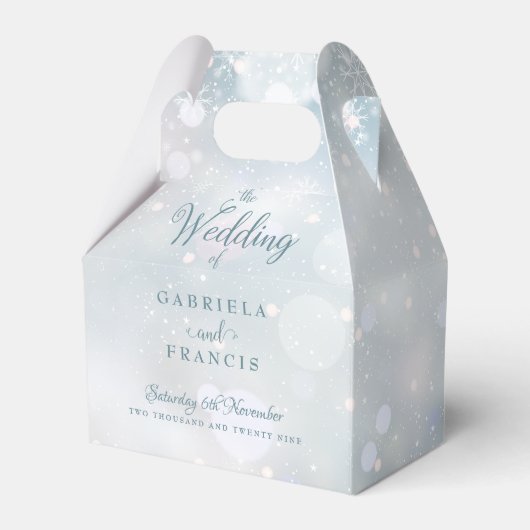 Ballotins Élégant Script Snowflakes Hiver Mariage Ballotin (Verso)