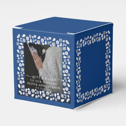 Ballotins Elégant Silver Blue Heart Diamond Parties scintill (Verso)