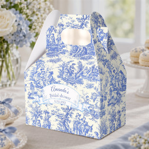Ballotins Élégant Toile De Jouy Bleu Vintage Baby Shower