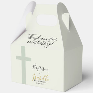 Ballotins Élégant Vert Sauge Or Croix Minimale Baptême