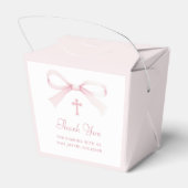 Ballotins Elegant Watercolor Pink Bow Baptism Take Out (Arrière)