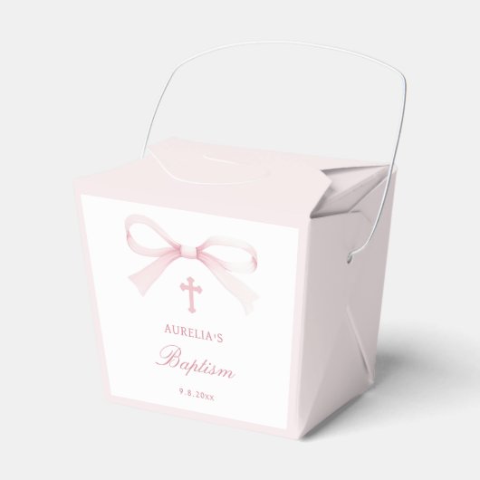 Ballotins Elegant Watercolor Pink Bow Baptism Take Out (Verso)