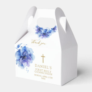 Ballotins Elégante Aquarelle Bleue Florale Sainte Communion